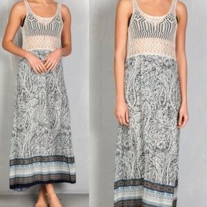 Elegant Blue and White Maxi Dress